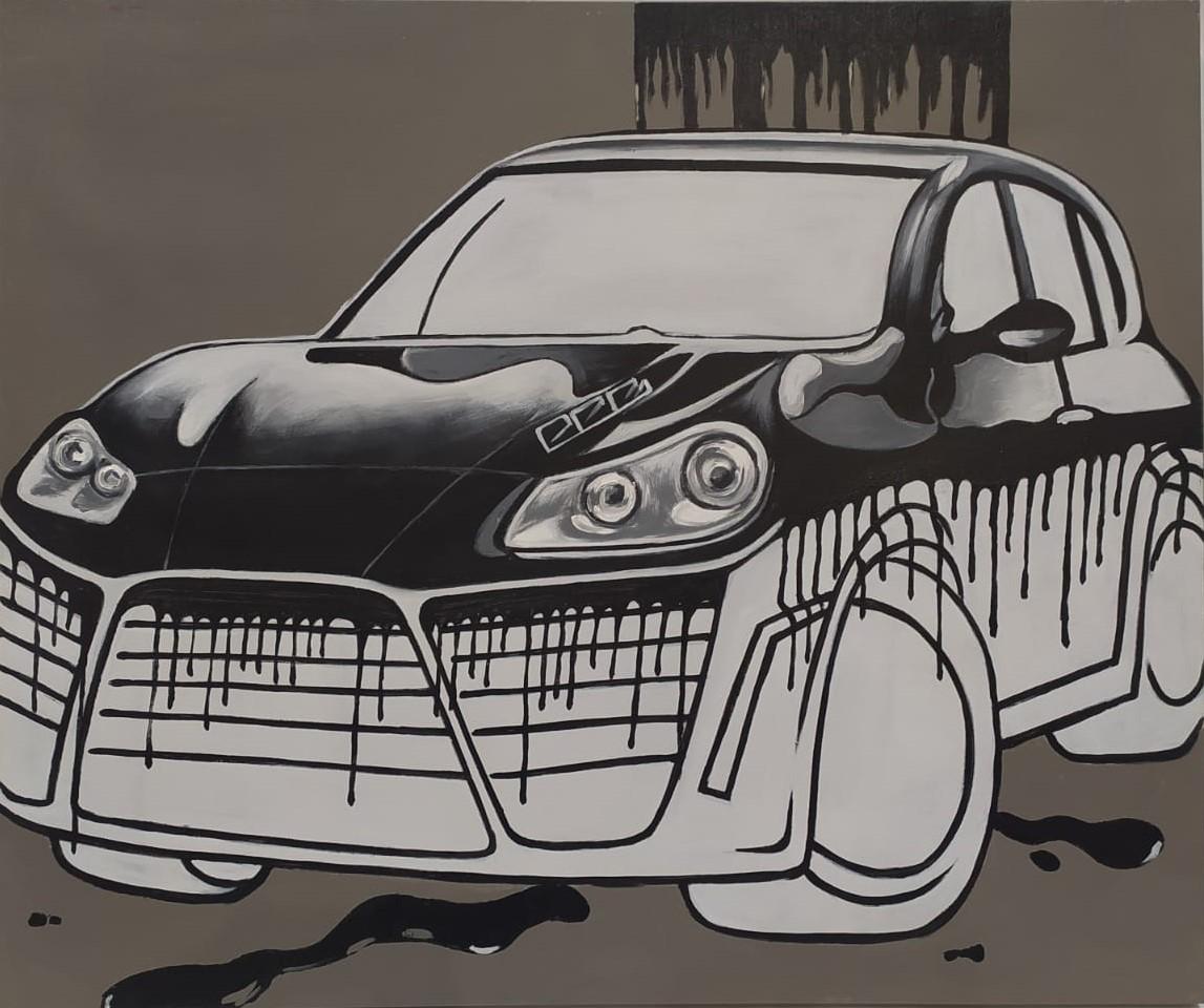 Porsche Bild 120x100cm olivgrün