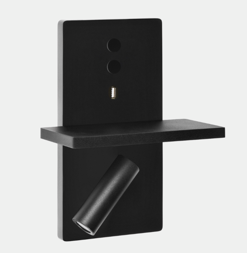 Wandleuchte LEVI mit USB-Stecker schwarz